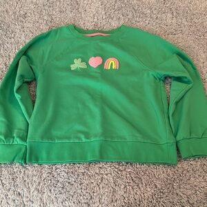 Cat & Jack Green Crewneck Sweatshirt with Clover Heart and Rainbow